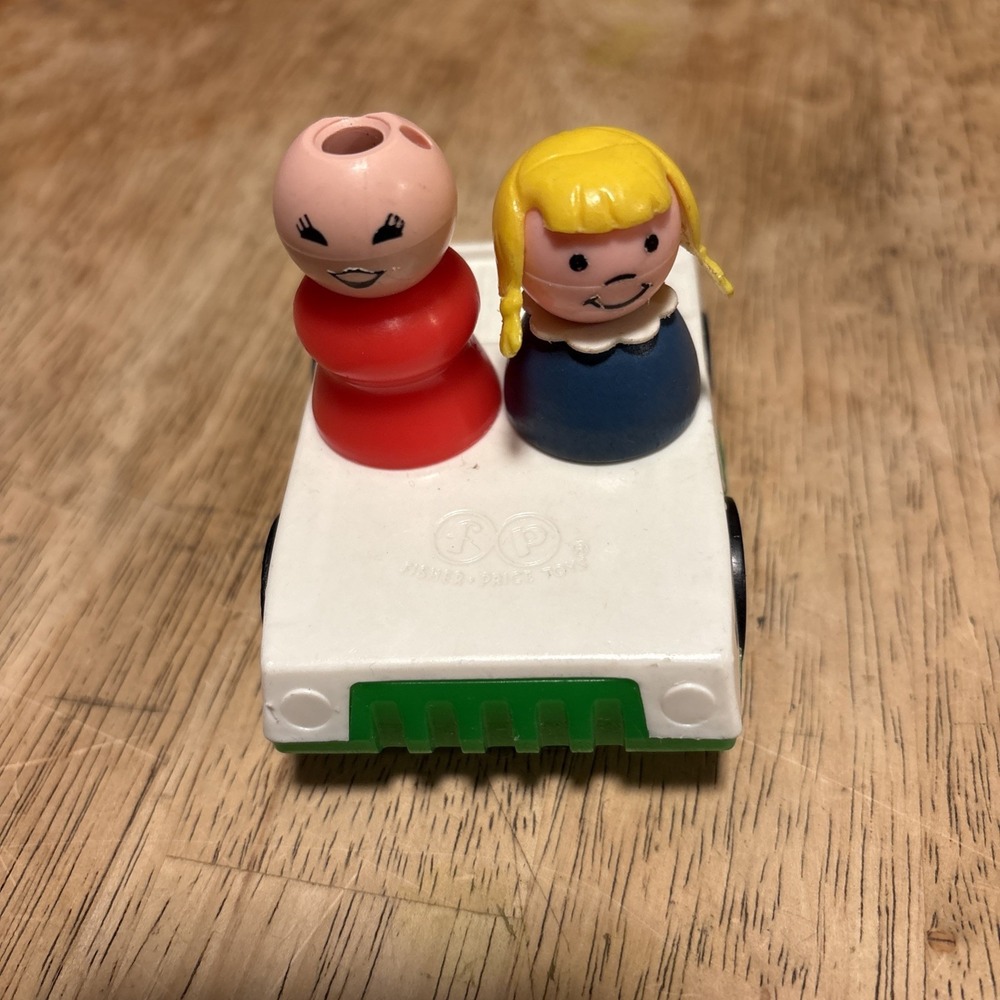 Fisher Price Little People Green Car Two Seater Vintage USA Play Family Toy